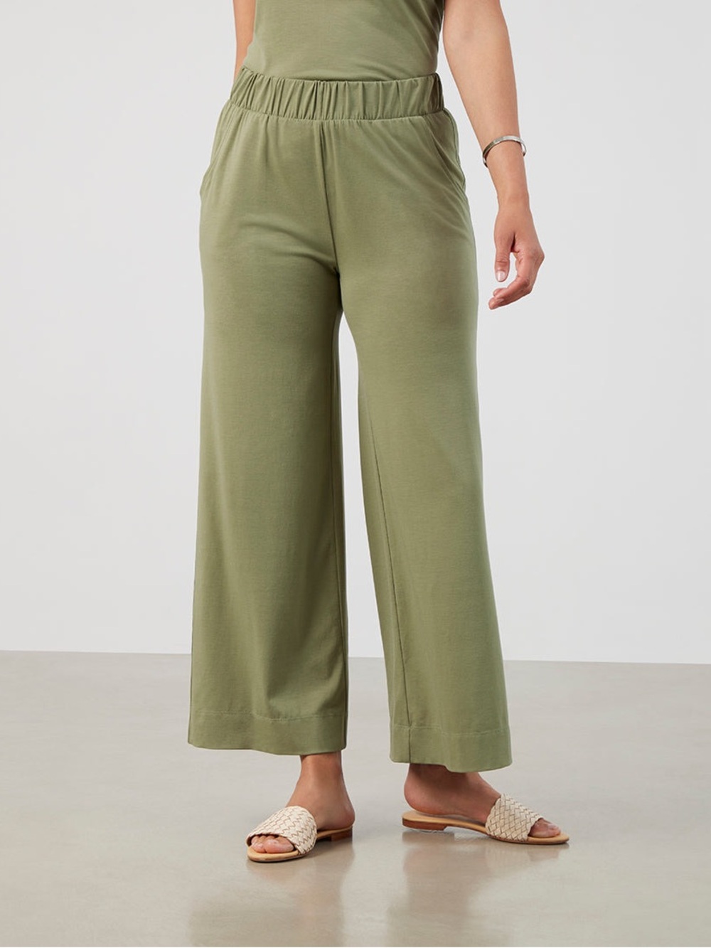 Molly Green Wide Leg Sage Green Pull-On Pants